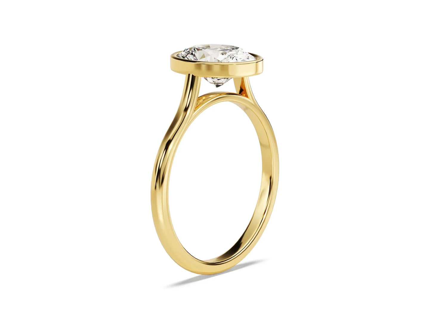 2.0CT Oval Diamond Bezel Setting Solitaire Moissanite Engagement Ring
