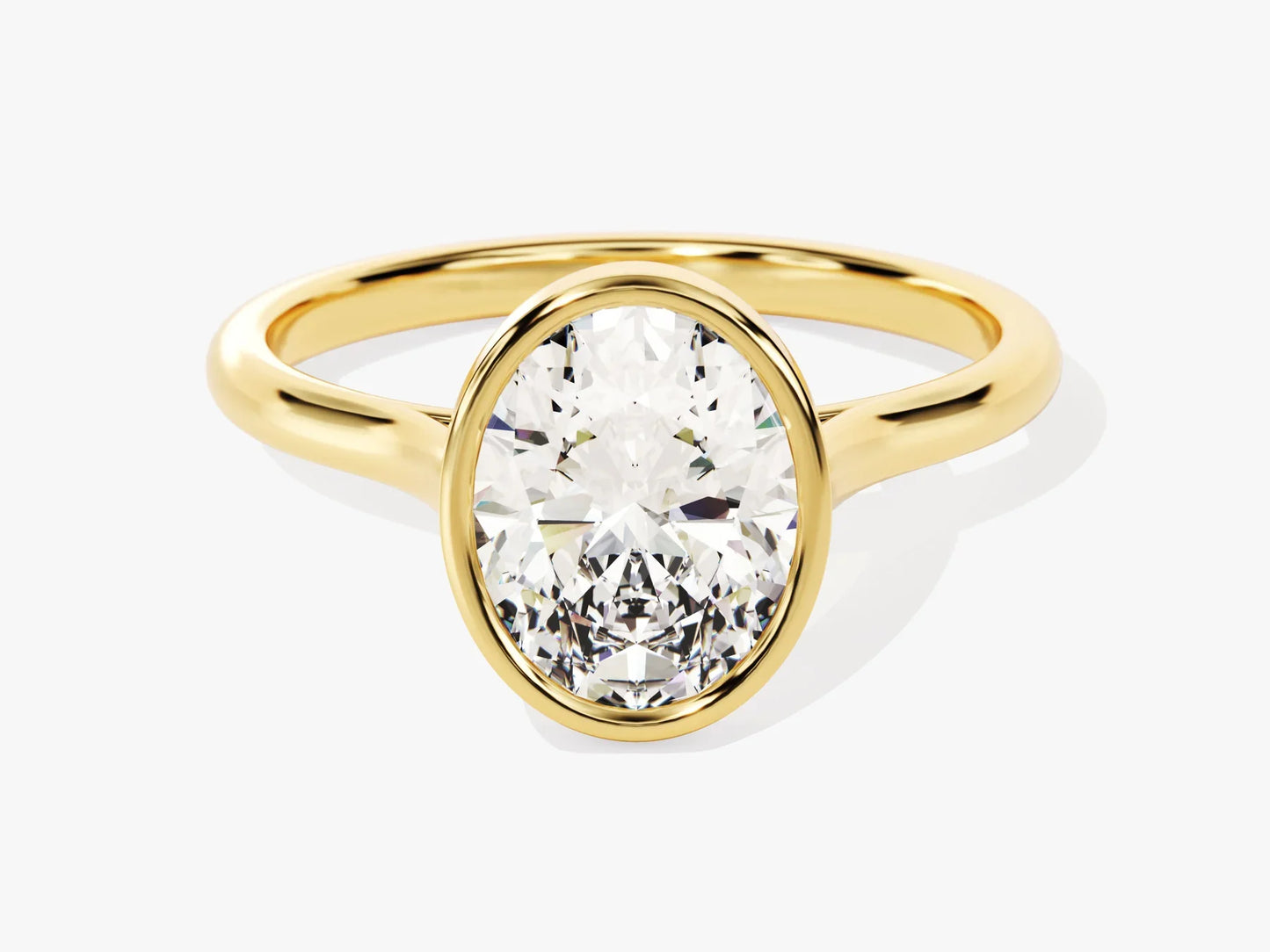 2.0CT Oval Diamond Bezel Setting Solitaire Moissanite Engagement Ring