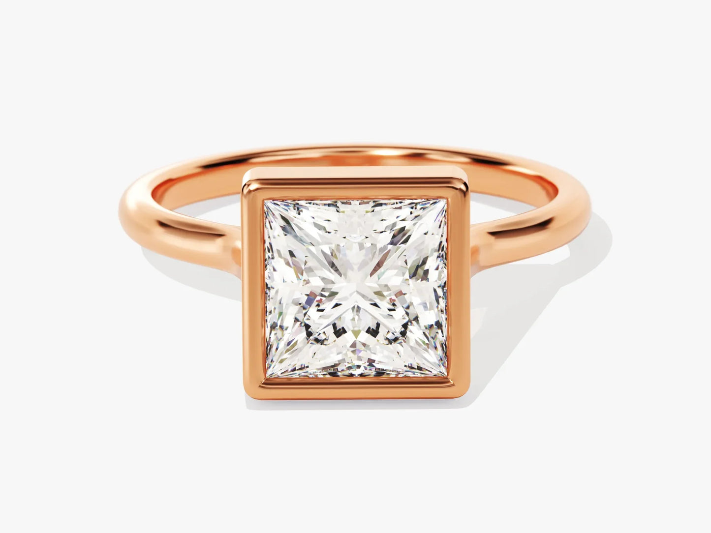 2.0CT Princess Diamond Bezel Setting Solitaire Moissanite Engagement Ring