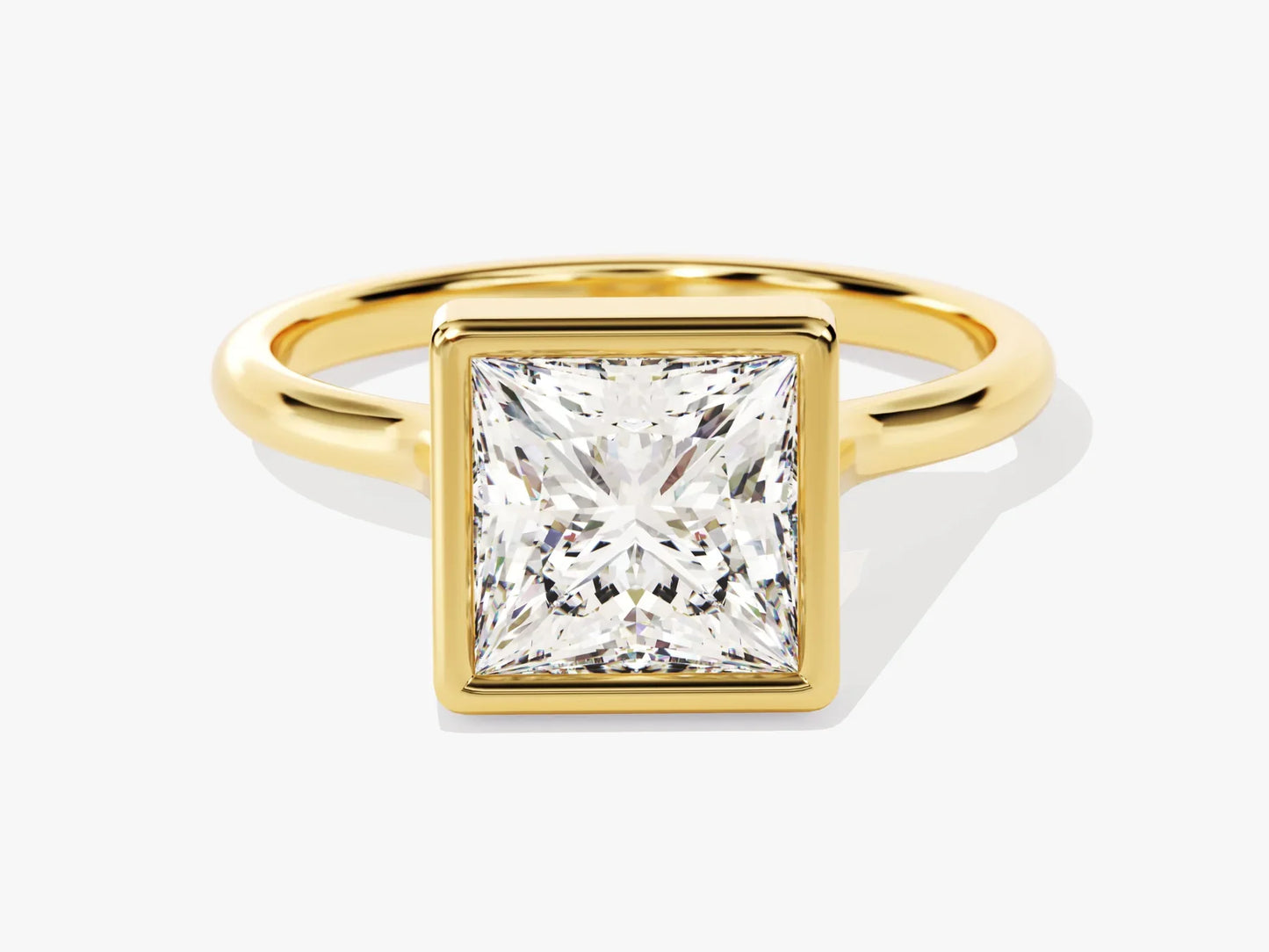 2.0CT Princess Diamond Bezel Setting Solitaire Moissanite Engagement Ring