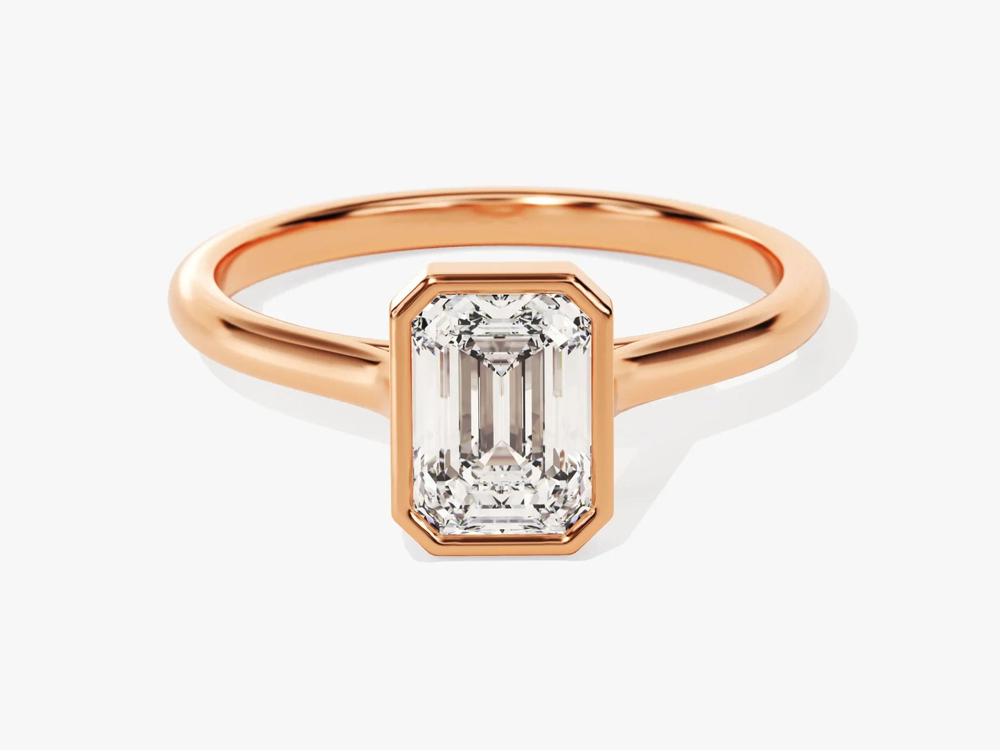 1.0CT Emerald Diamond Bezel Setting Solitaire Moissanite Engagement Ring