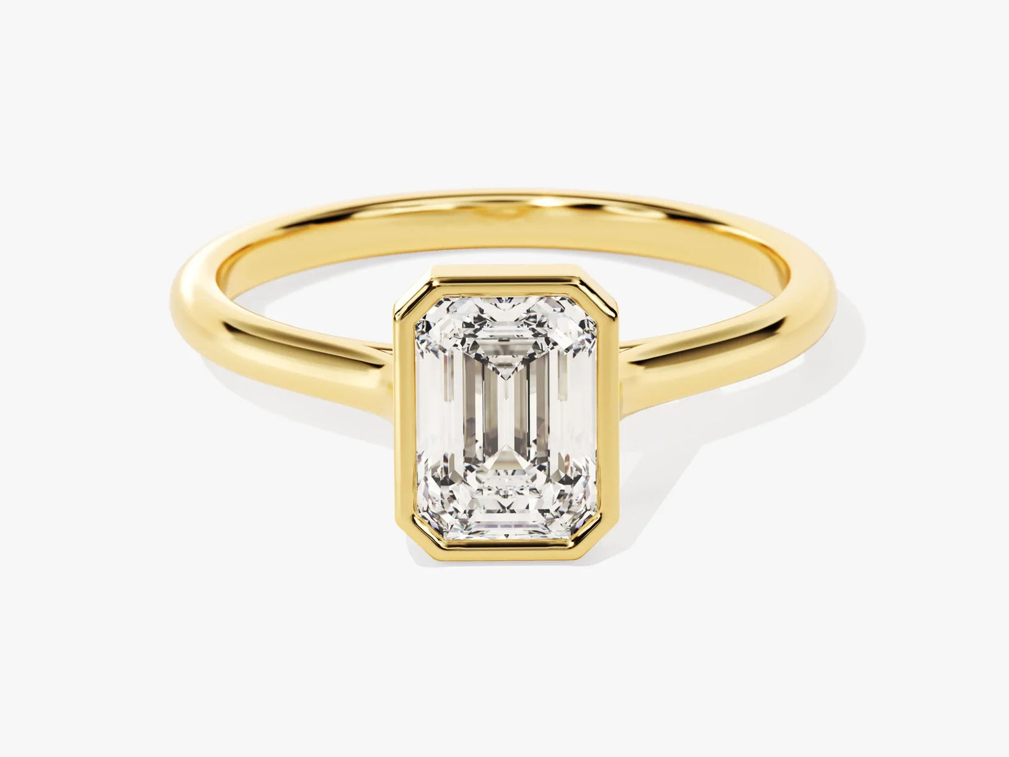 1.0CT Emerald Diamond Bezel Setting Solitaire Moissanite Engagement Ring
