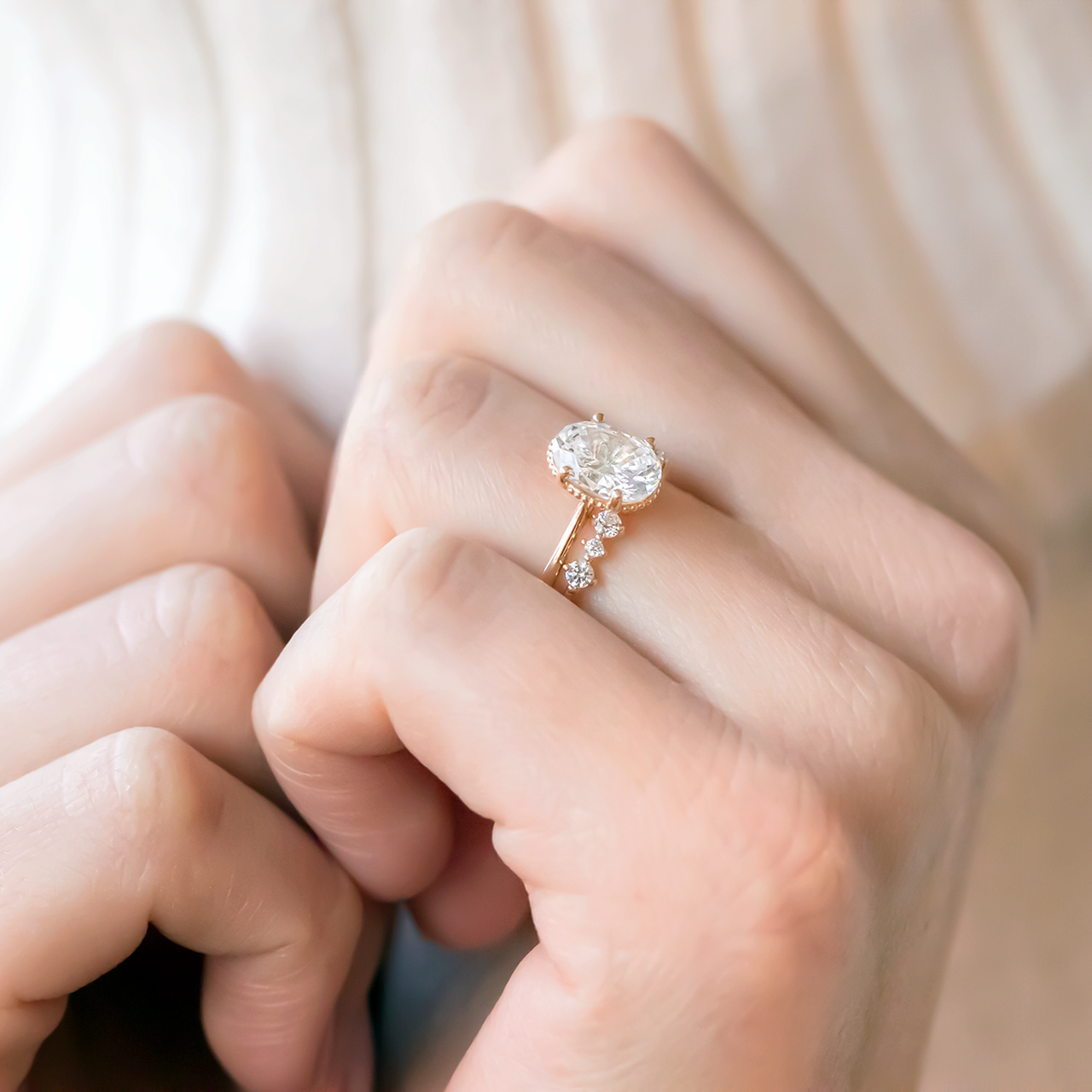 1.93 CT Oval Cut Moissanite Engagement Ring