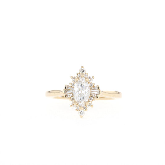 0.75CT Marquise Cluster Moissanite Unique Diamond Engagement Ring