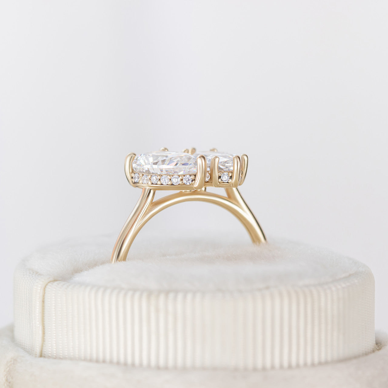 2.23 CT Marquise & Pear Moissanite Two Stone Engagement Ring