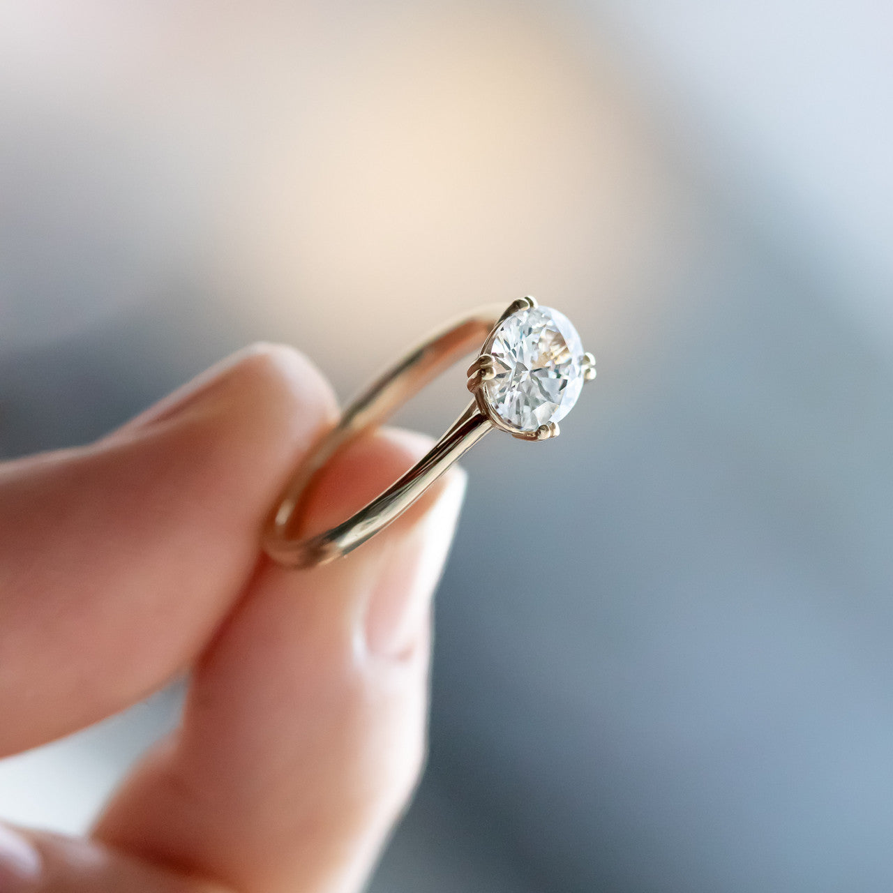 1.20 CT Oval Moissanite East West Solitaire Engagement Ring