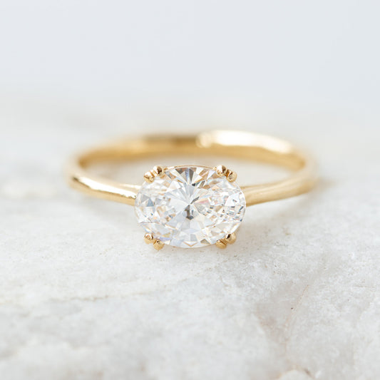 1.20 CT Oval Moissanite East West Solitaire Engagement Ring