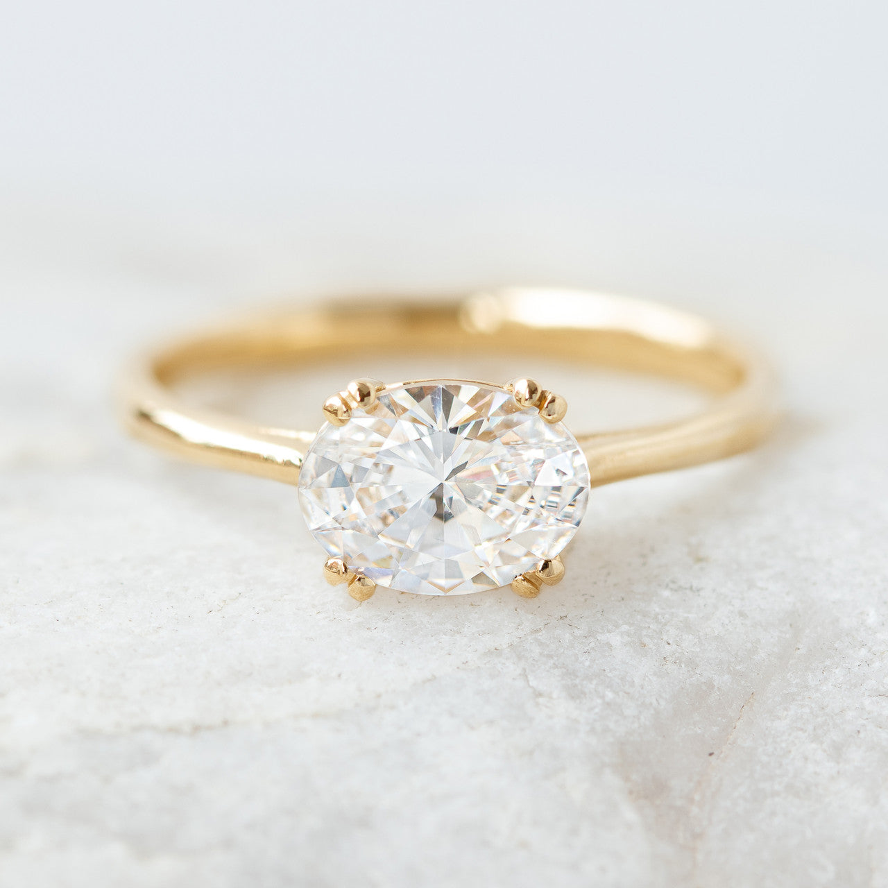 1.20 CT Oval Moissanite East West Solitaire Engagement Ring