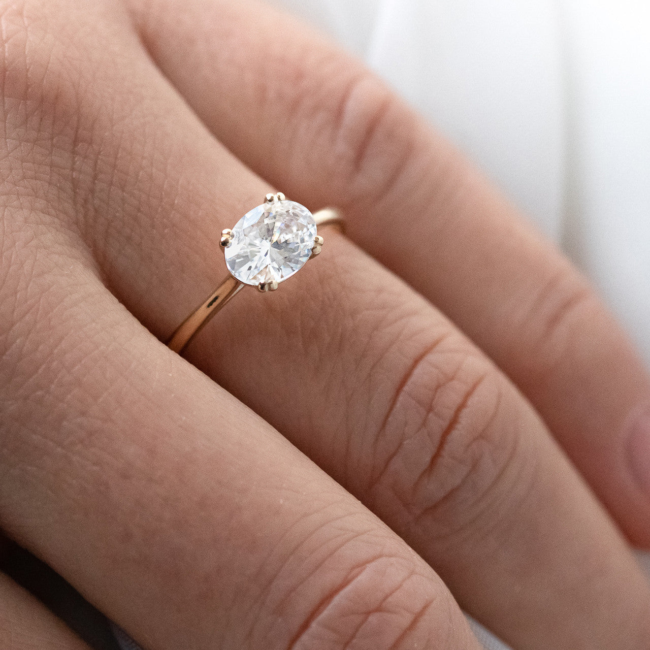 1.20 CT Oval Moissanite East West Solitaire Engagement Ring