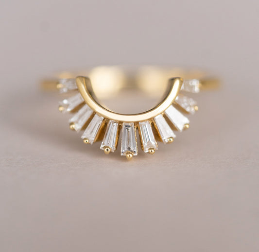 0.35ct Baguette Cut Moissanite Stackable Diamond Wedding Band