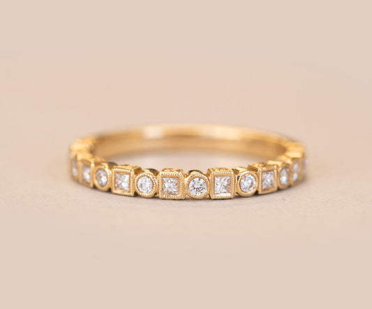 0.37ct Round And Princess Moissanite Full Eternity Diamond Enagagement Ring