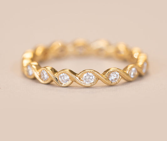 0.46ct Round Cut Moissanite Criss Cross Diamond Wedding Band
