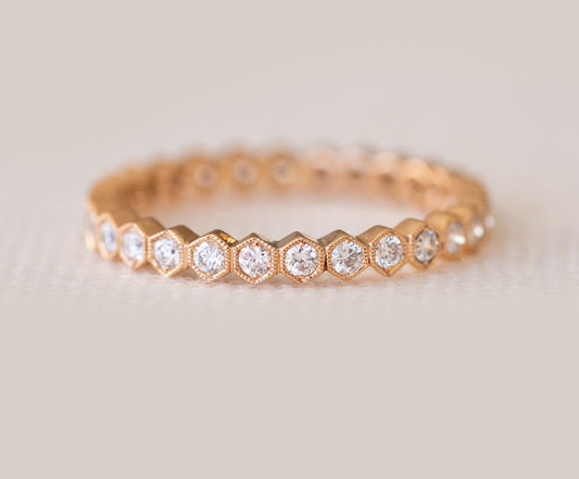 0.50ct Round Cut Full Eternity Moissanite Bezel Diamond Wedding Band