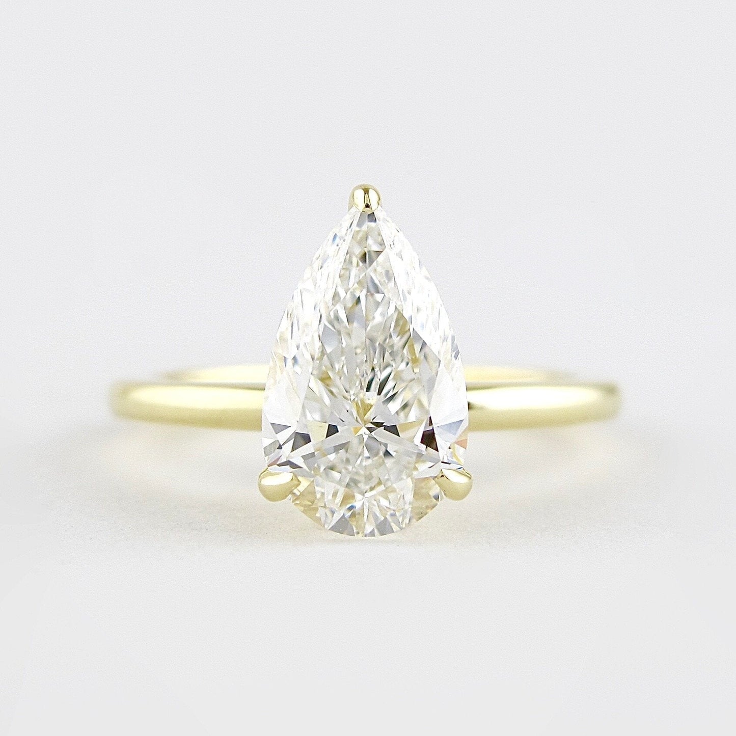 1.50CT Pear Cut Hidden Halo Moissanite Solitaire Engagement Ring