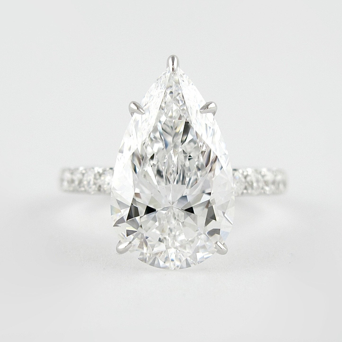 2.10CT Pear Cut Hidden Halo Moissanite Diamond Engagement Ring