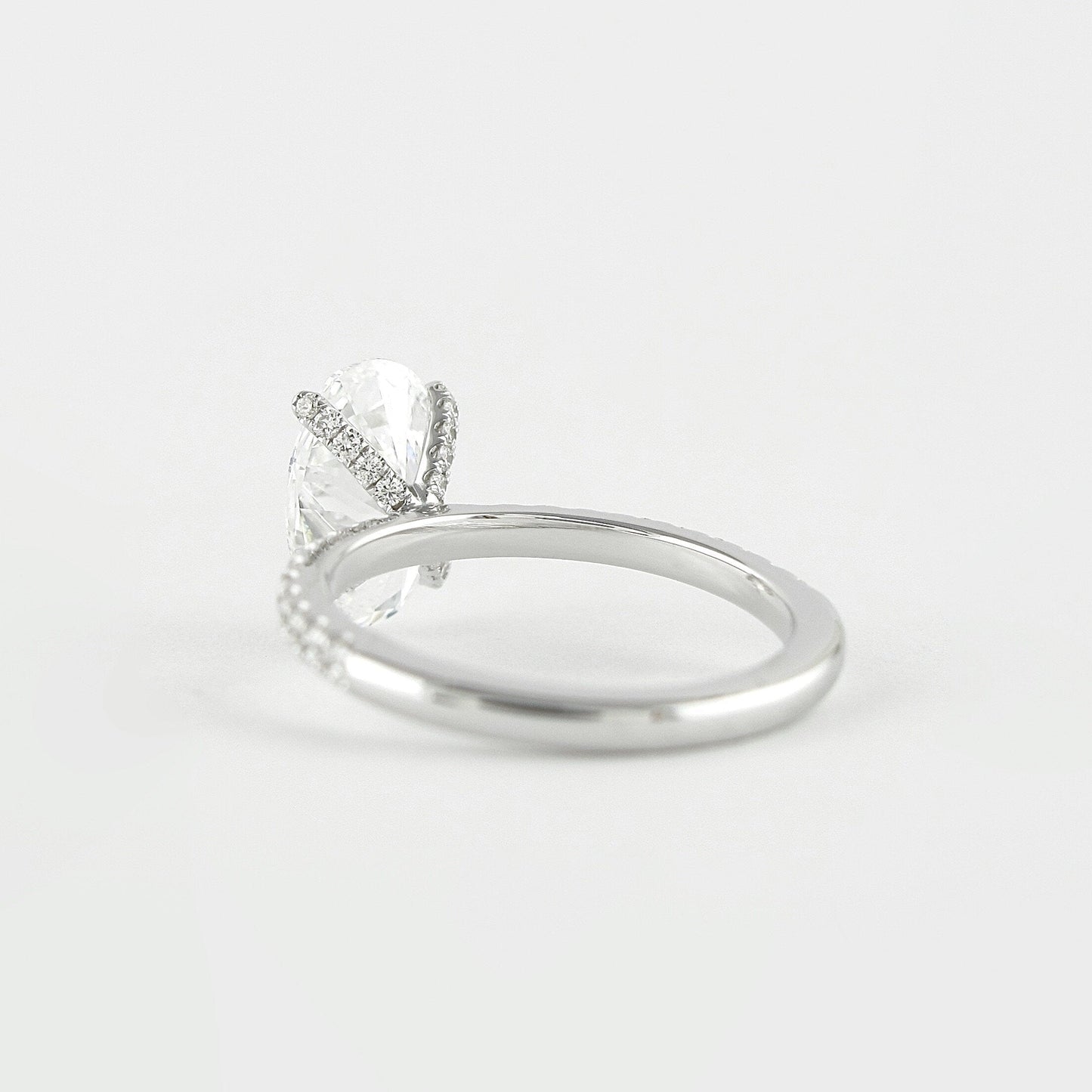 1.33CT Oval Cut Unique Prongs Pave Moissanite Diamond Engagement Ring