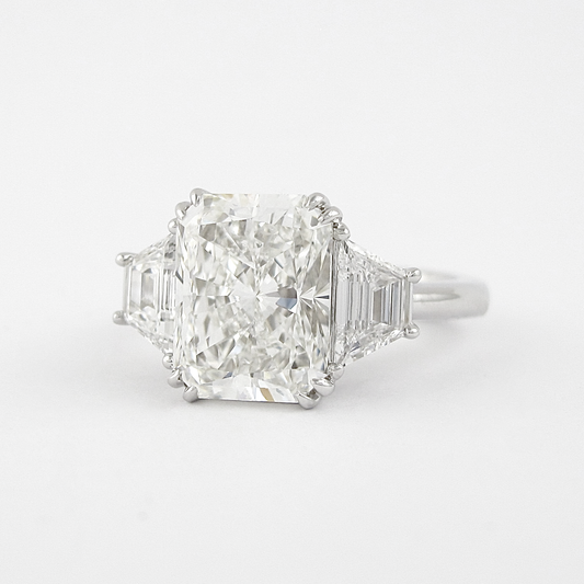 2.50CT Radiant Cut Trapezoid Moissanite 3 Stone Engagement Ring