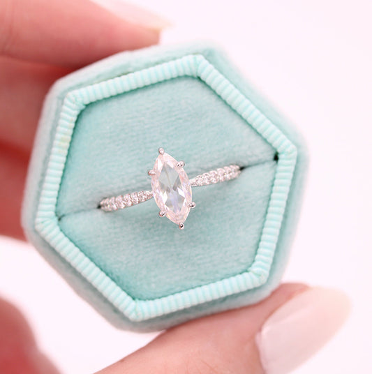 0.90ct Marquise Cut Solitaire Moissanite Diamond Engagement Ring