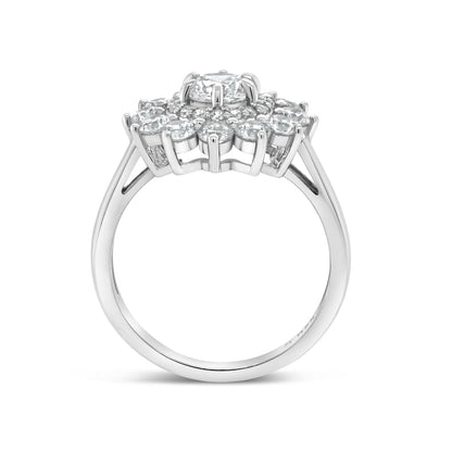 0.50 CT Round Moissanite Floral Halo Engagement Ring