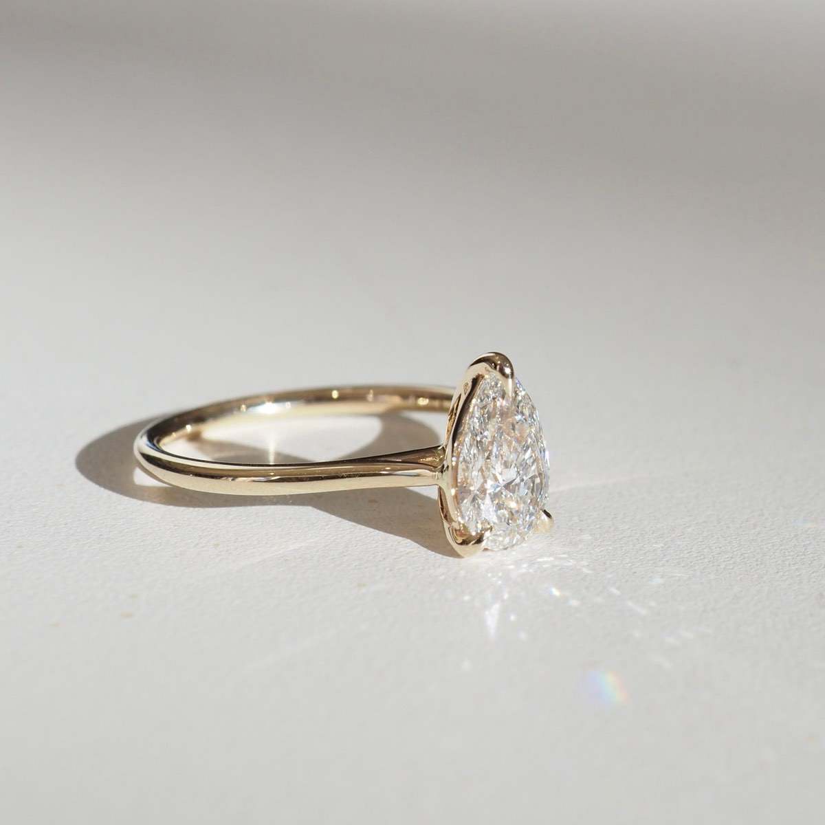 1.5 CT Pear Moissanite Solitaire Engagement Ring