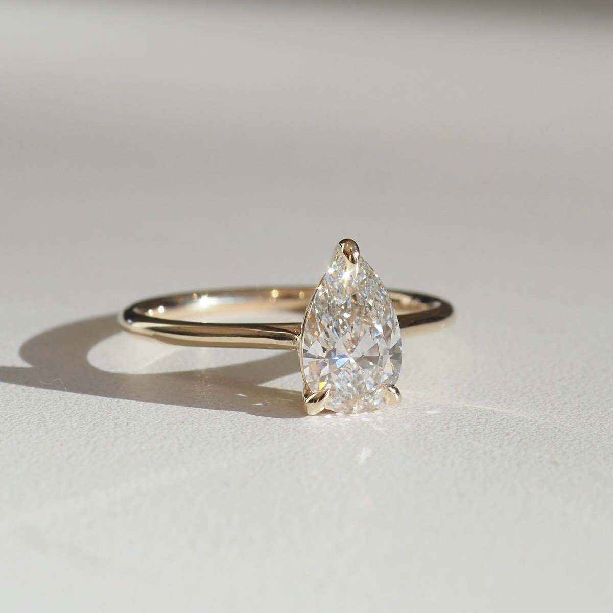1.5 CT Pear Moissanite Solitaire Engagement Ring