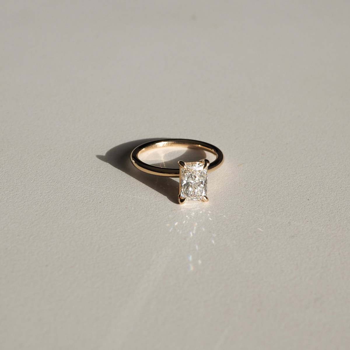 1.5 CT Radiant Moissanite Solitaire Engagement Ring