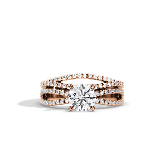 1.0 CT Round Moissanite Split Shank Setting Bridal Ring Set