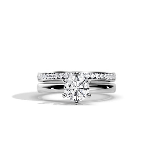 0.50 CT Round Moissanite Solitaire Bridal Ring Set