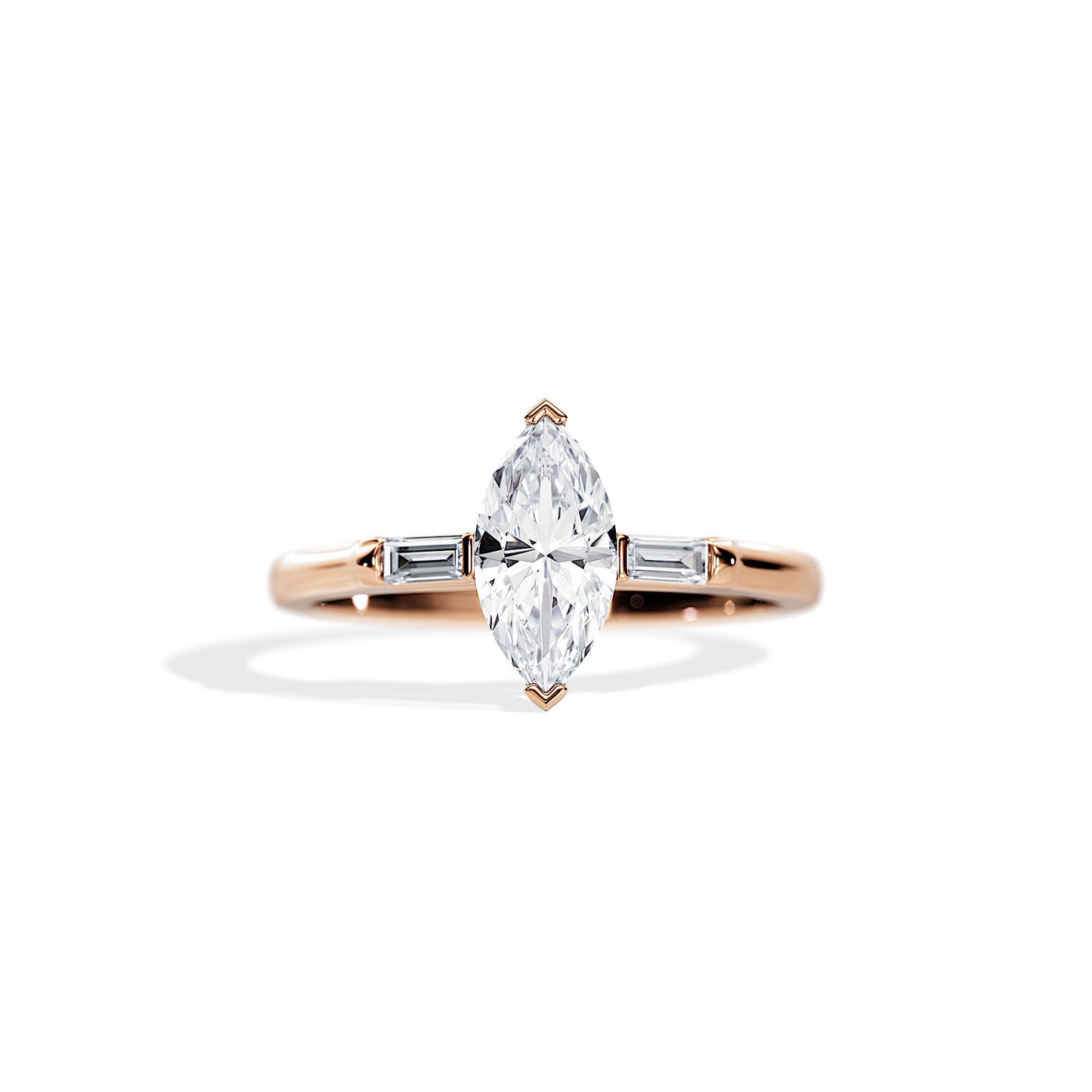 1.0 CT Three Stone Marquise Cut Moissanite Engagement Ring