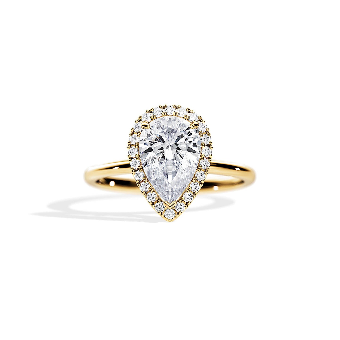 2.10 CT Pear Cut Moissanite Halo Engagement Ring