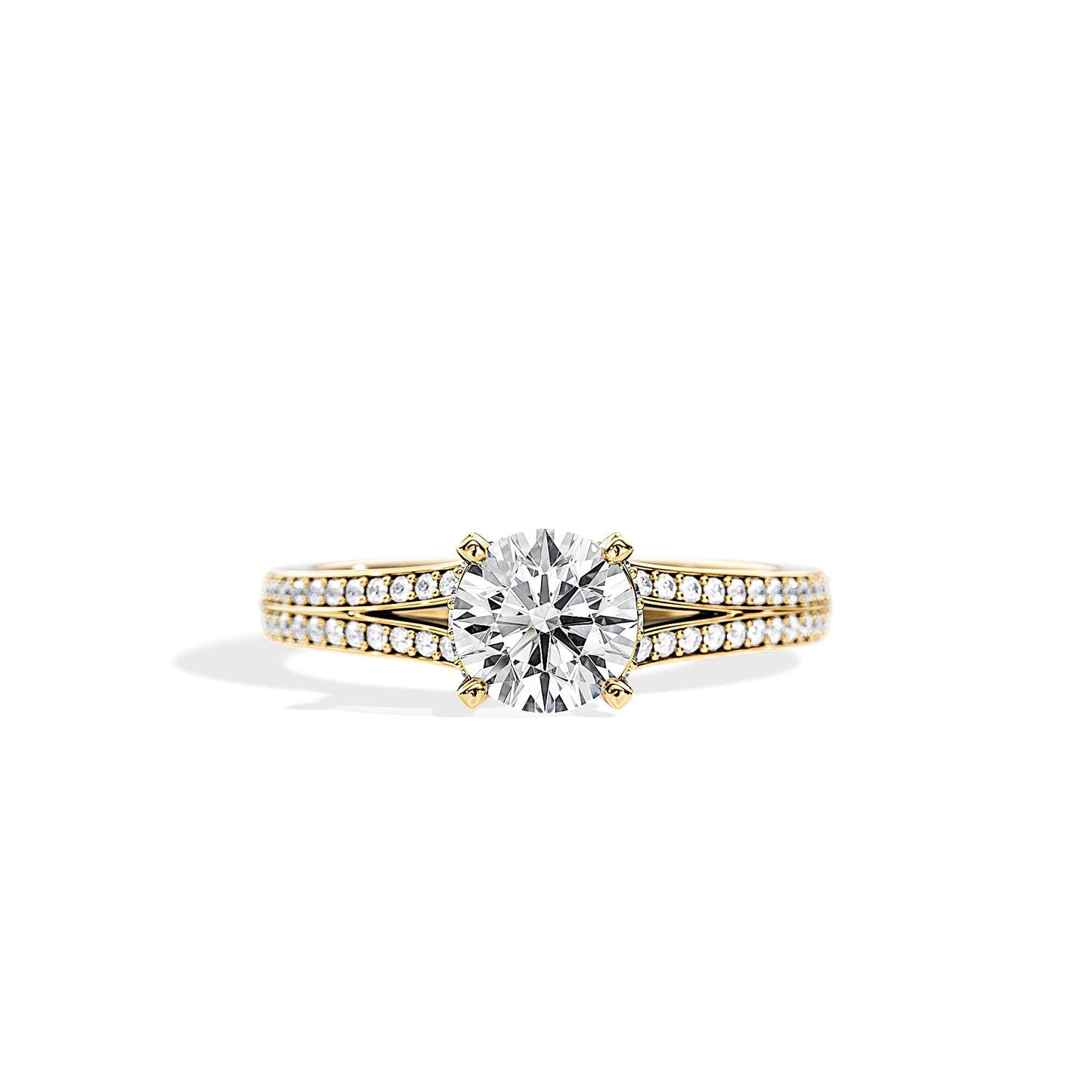 1.0 CT Round Cut Split Shank Moissanite Engagement Ring