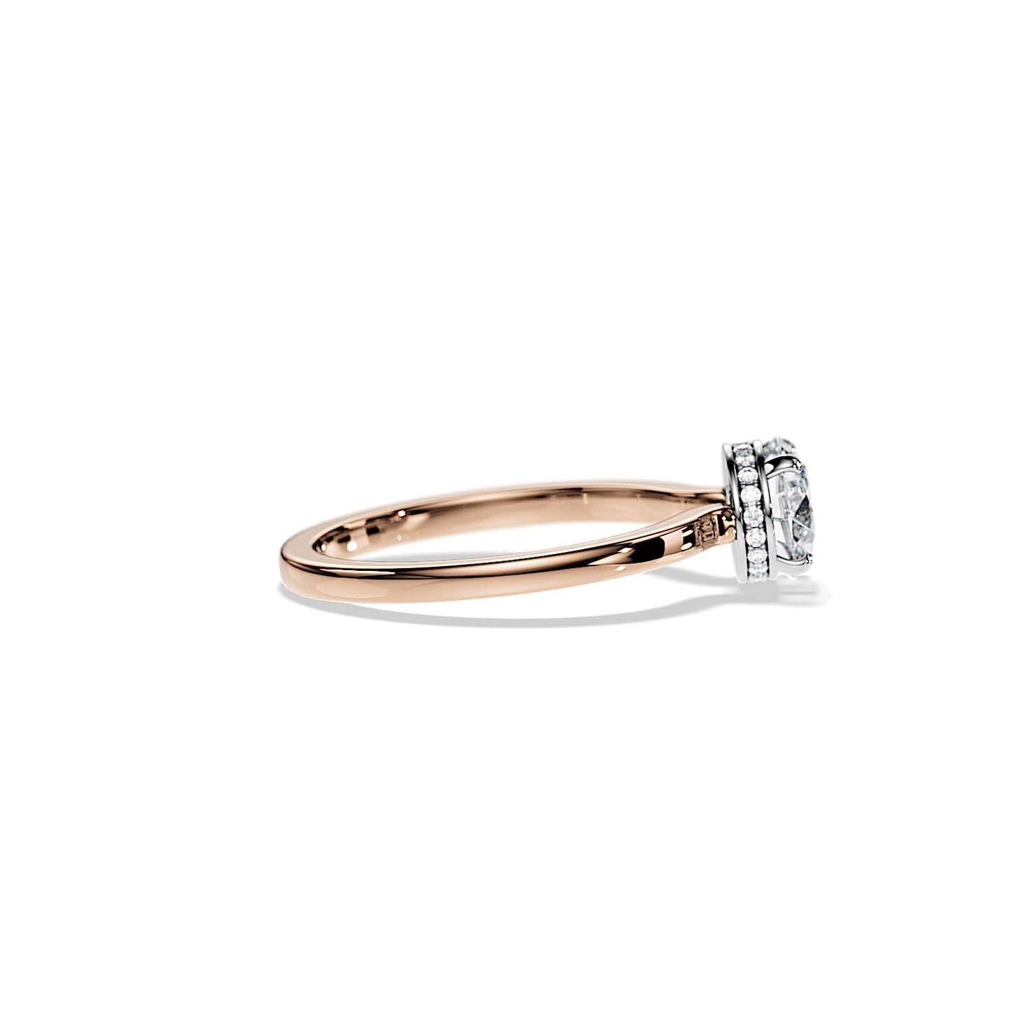 1.0 CT Round Cut Moissanite Hidden Halo Engagement Ring
