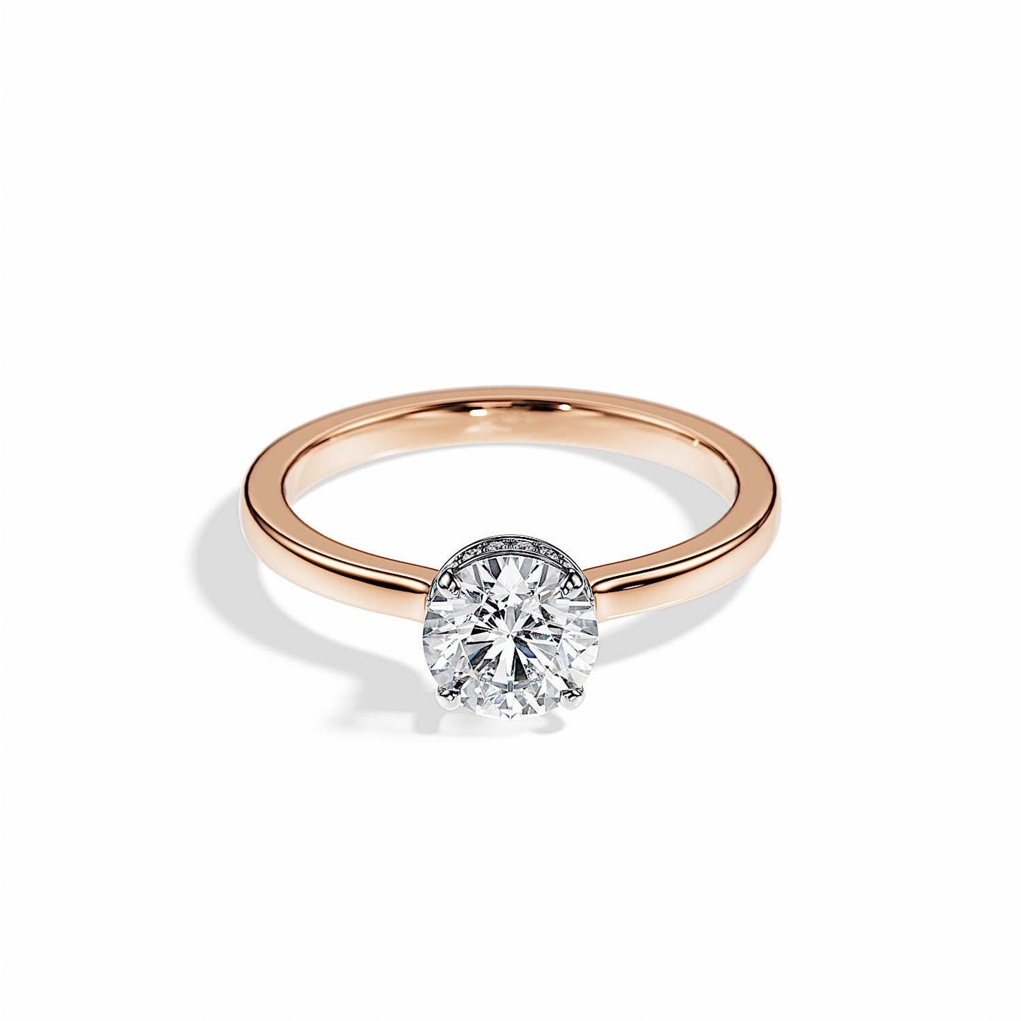 1.0 CT Round Cut Moissanite Hidden Halo Engagement Ring