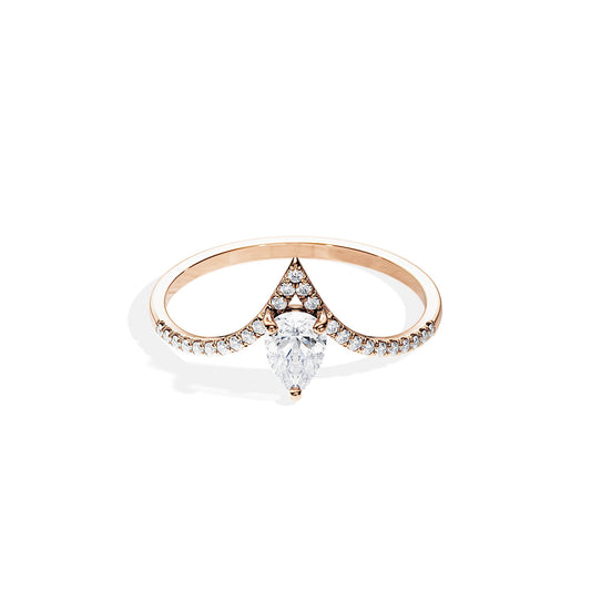 0.50 CT Pear Cut Moissanite Chevron Setting Engagement Ring