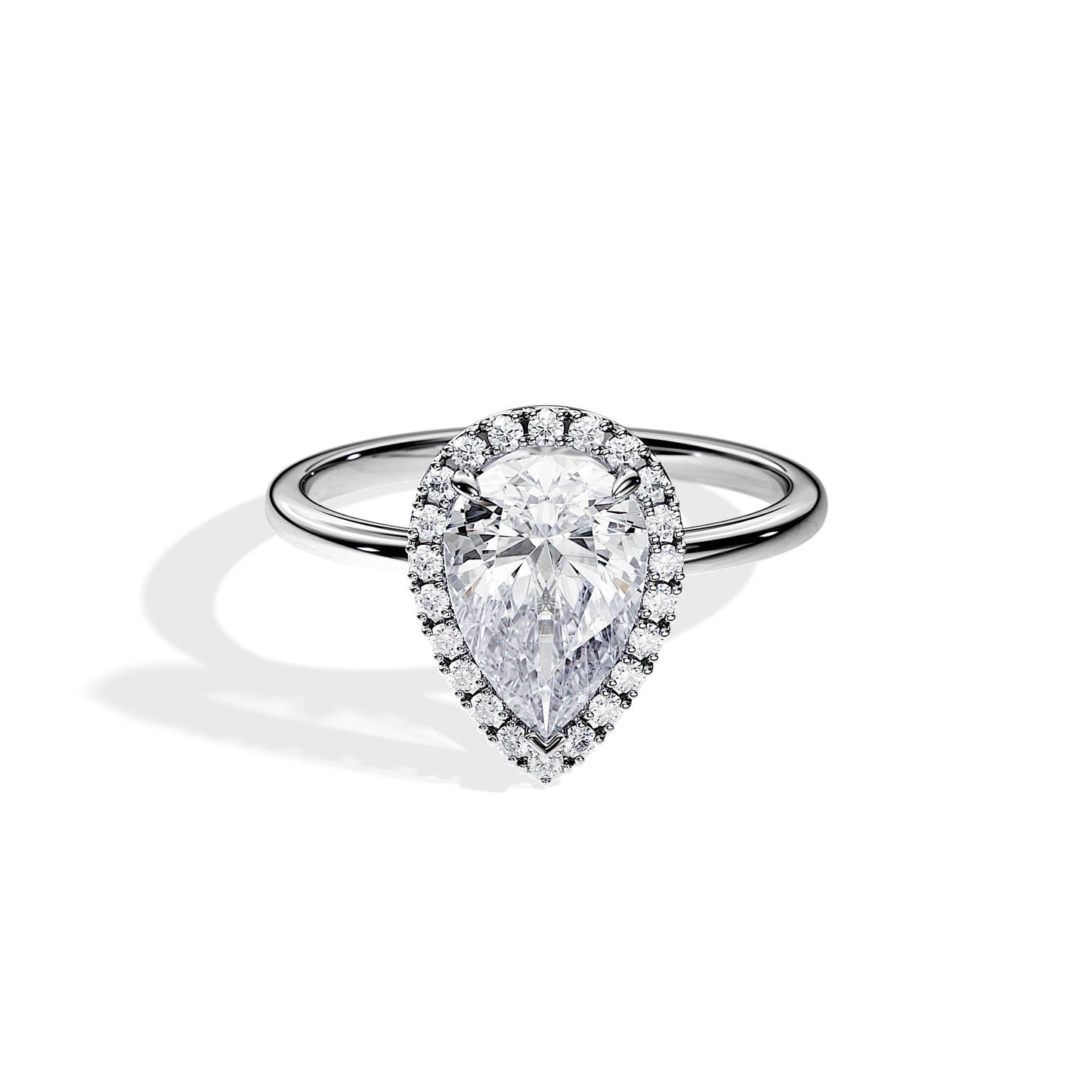 2.10 CT Pear Cut Moissanite Halo Engagement Ring