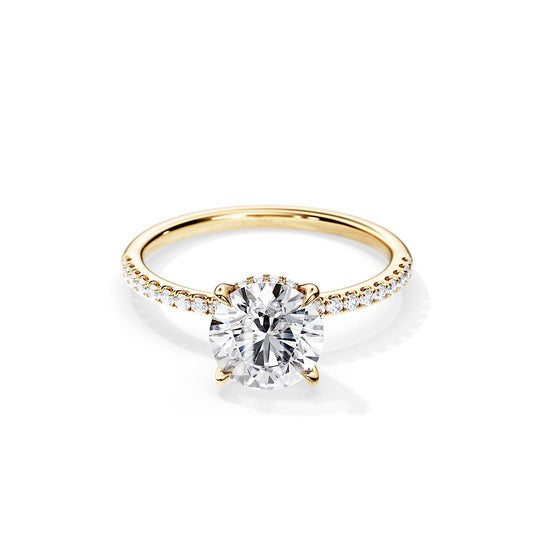 2.0 CT Round Moissanite Hidden Halo & Pave Engagement Ring