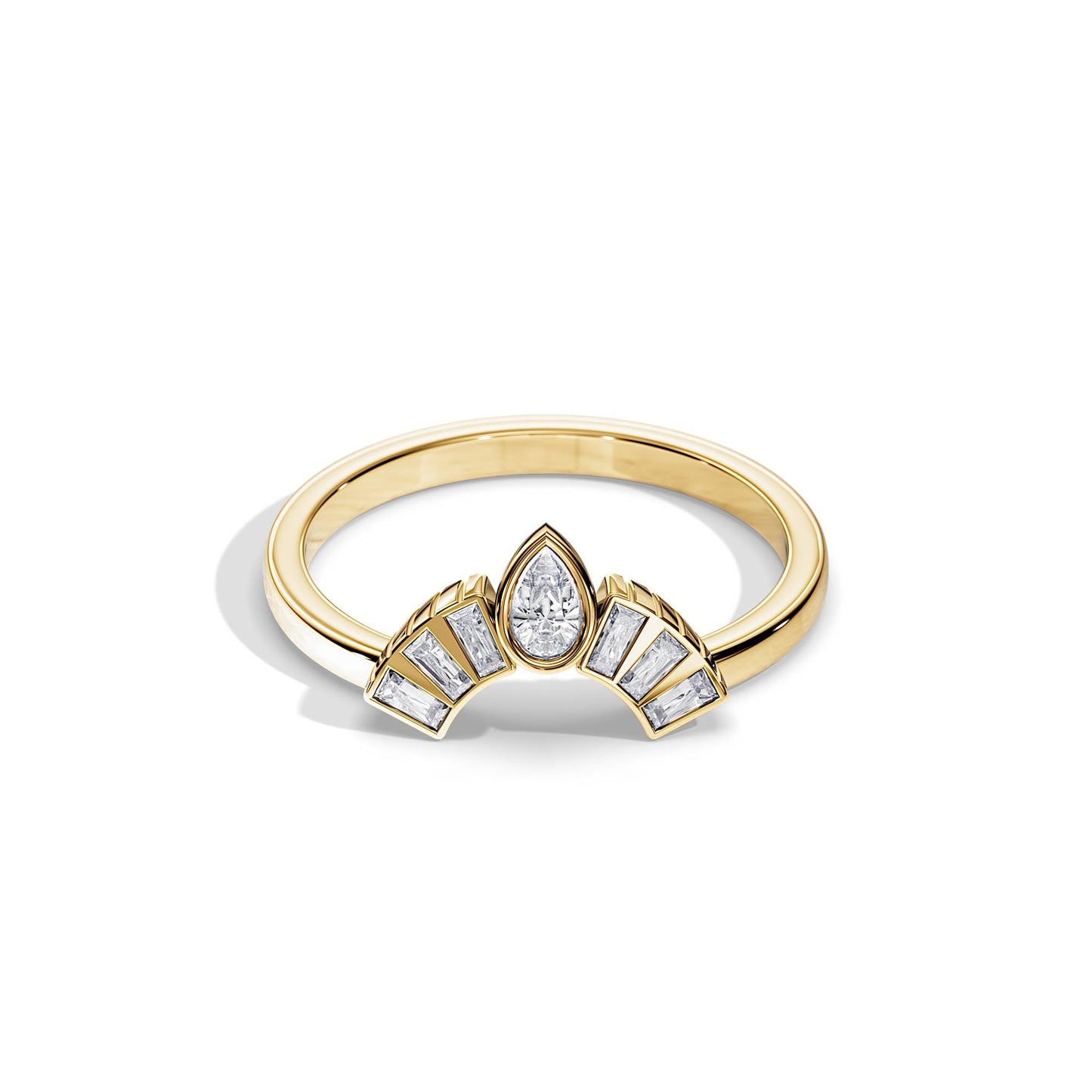 0.35 TCW  Pear / Baguette Crown Moissanite Wedding Band