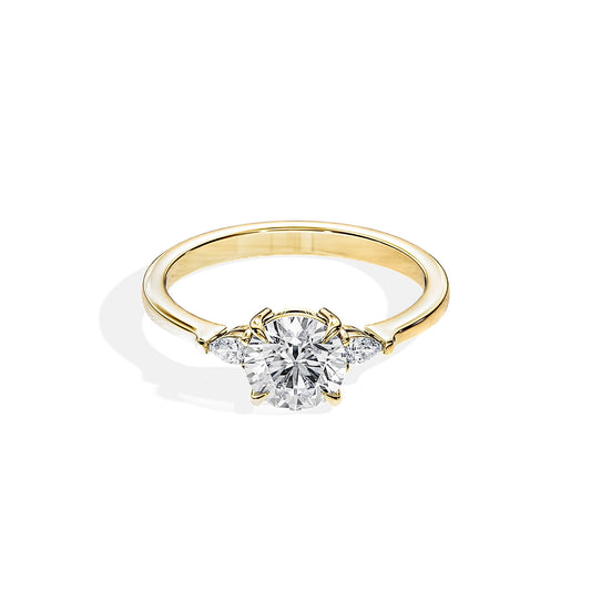 1.0 CT Three Stone Round Moissanite Engagement Ring
