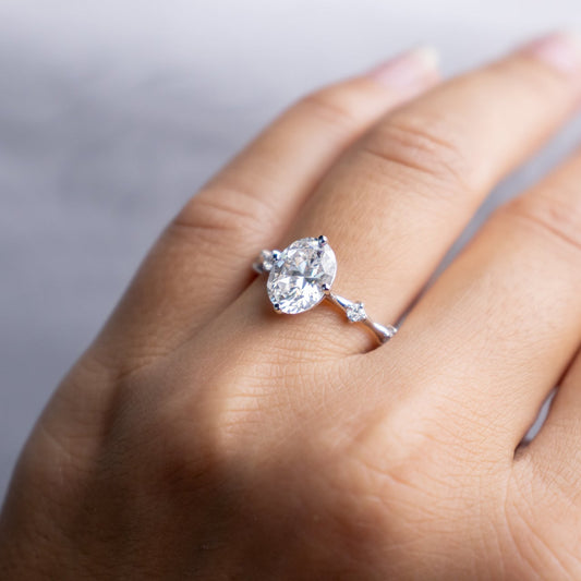 1.93CT Oval Cut Solitaire Moissanite Engagement Ring in 14K Rose Gold
