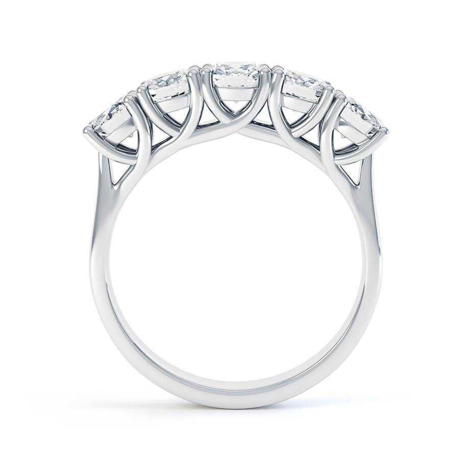 1.75 TCW Round Shaped Moissanite 5 Stones Wedding Band