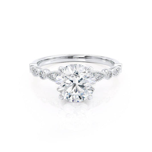 1.0 CT Round Shaped Moissanite Solitaire Pave Setting Engagement Ring