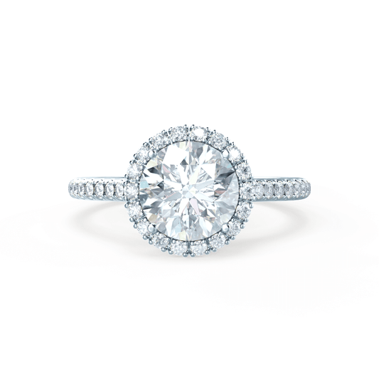 1.0 CT Round Shaped Moissanite Halo Style Engagement Ring