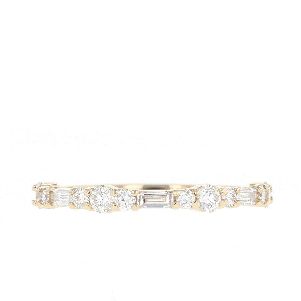 0.60ct Baguette And Round Moissanite Diamond Half Eternity Wedding Band