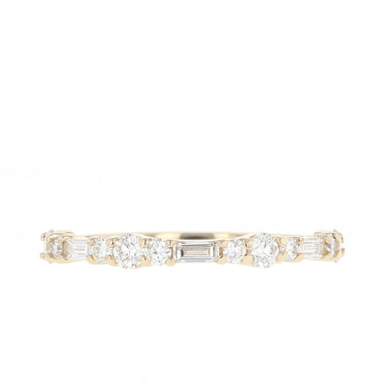 0.60ct Baguette And Round Moissanite Diamond Half Eternity Wedding Band