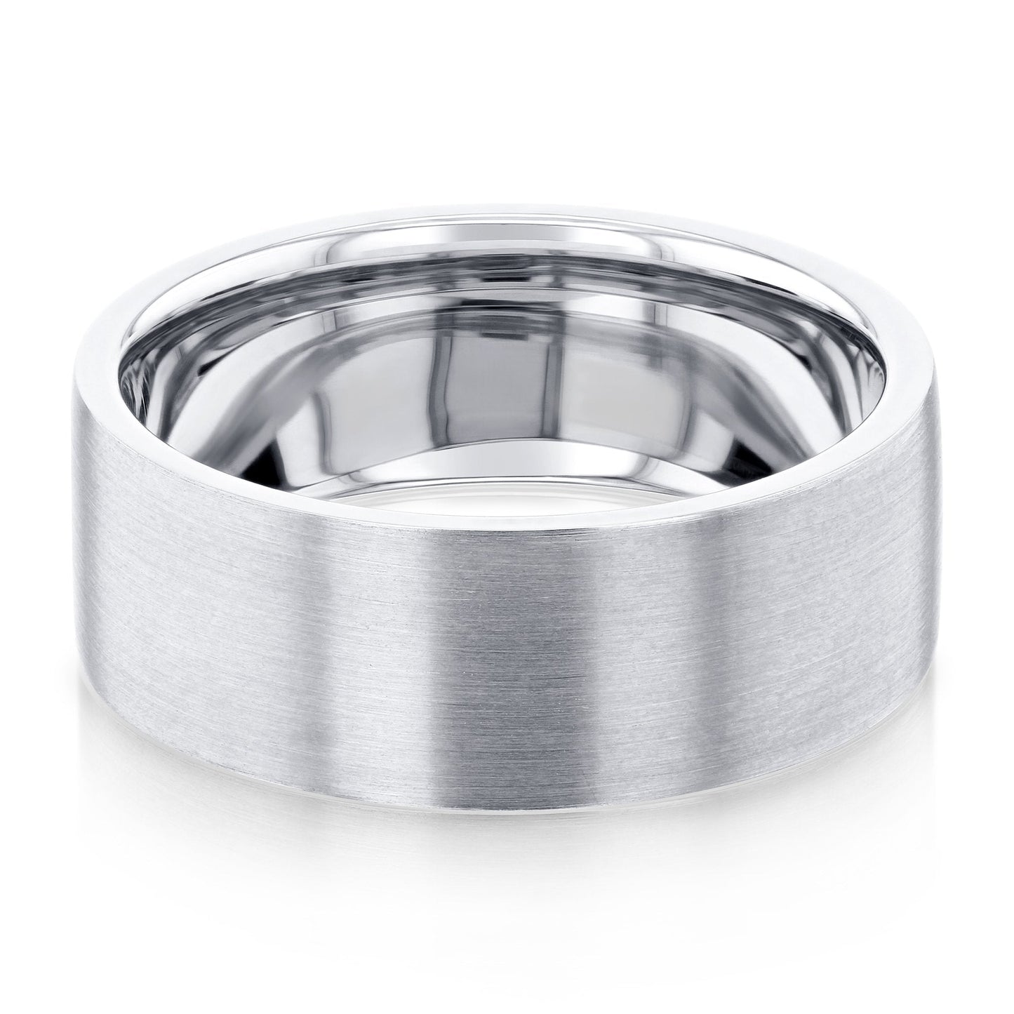 Satin-Finish Stone Setting White Gold Men's Band