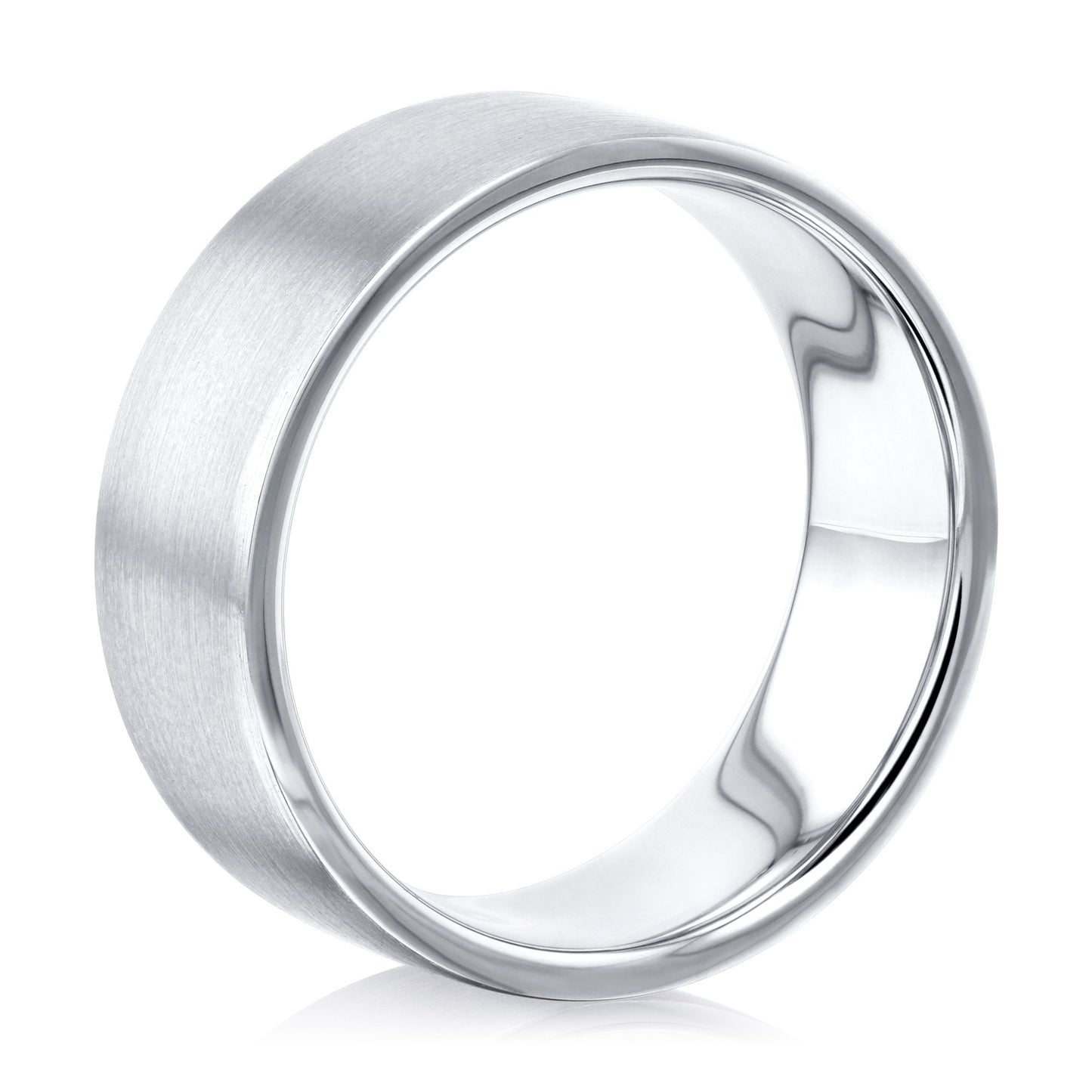 Satin-Finish Stone Setting White Gold Men's Band