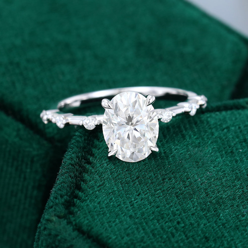 1.91 CT Oval Shaped Moissanite Dainty Style Engagement Ring