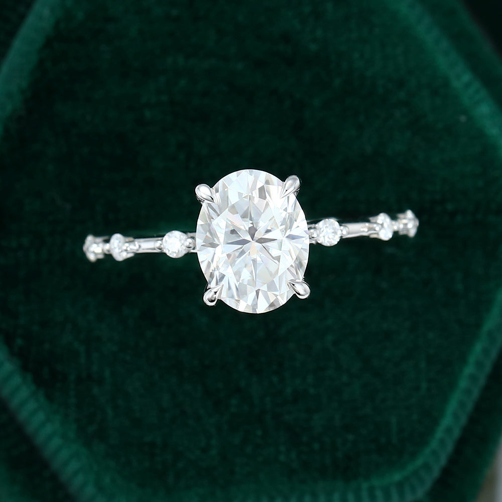 1.91 CT Oval Shaped Moissanite Dainty Style Engagement Ring