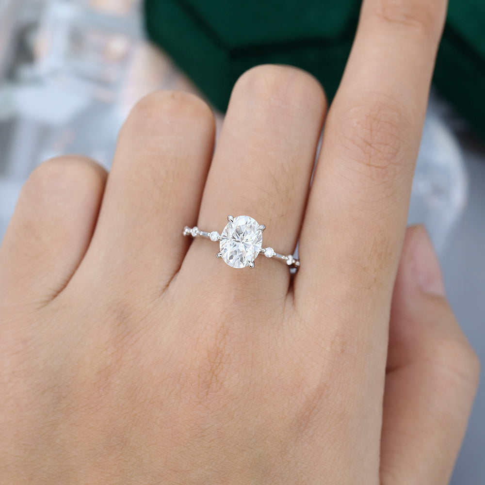 1.91 CT Oval Shaped Moissanite Dainty Style Engagement Ring