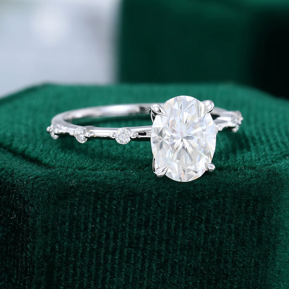 1.91 CT Oval Shaped Moissanite Dainty Style Engagement Ring
